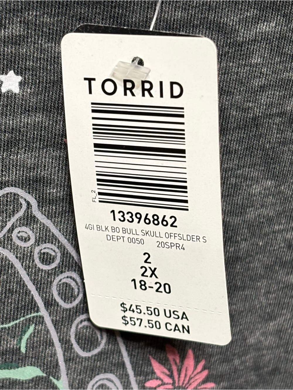 Torrid Off The Shoulder Women’s Graphic Long Sleeve Sweatshirt Size 2/ 2XL NWT - Picture 4 of 8